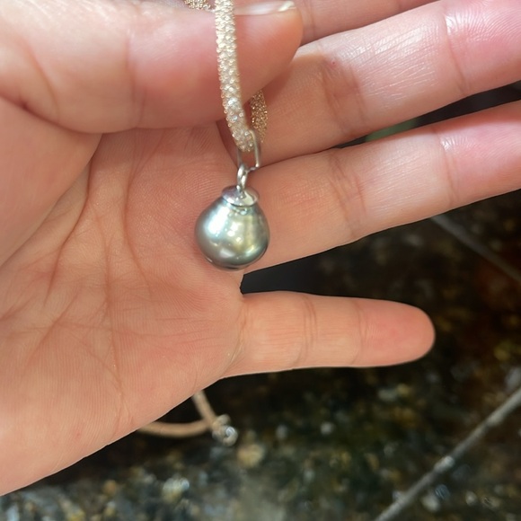 Genuine  SouthSea Pearl Baroque Necklace 12.3mm Peacock Stainless Steel - Picture 6 of 9